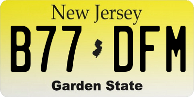 NJ license plate B77DFM