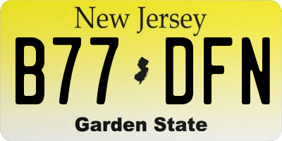 NJ license plate B77DFN