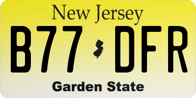 NJ license plate B77DFR