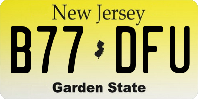 NJ license plate B77DFU