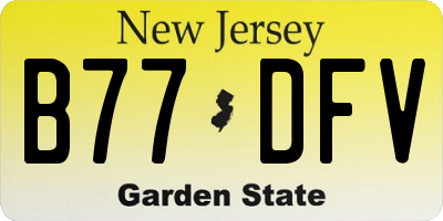 NJ license plate B77DFV
