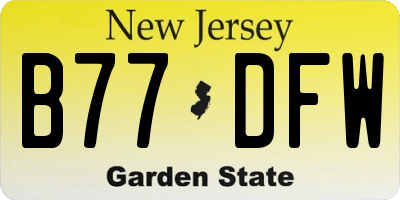 NJ license plate B77DFW