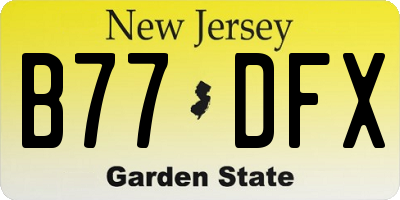 NJ license plate B77DFX