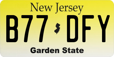 NJ license plate B77DFY