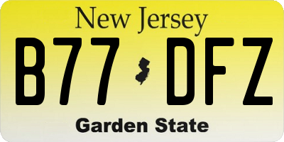 NJ license plate B77DFZ