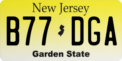 NJ license plate B77DGA
