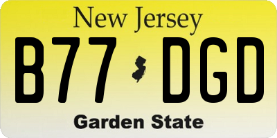NJ license plate B77DGD