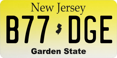 NJ license plate B77DGE