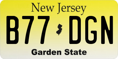 NJ license plate B77DGN
