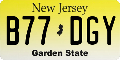 NJ license plate B77DGY