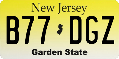 NJ license plate B77DGZ