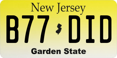 NJ license plate B77DID