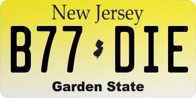 NJ license plate B77DIE