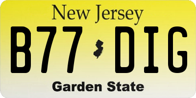 NJ license plate B77DIG