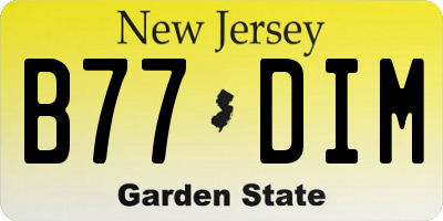 NJ license plate B77DIM