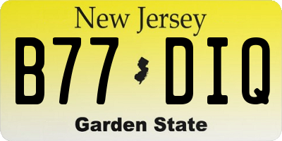 NJ license plate B77DIQ