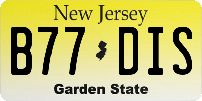 NJ license plate B77DIS