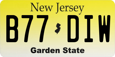 NJ license plate B77DIW