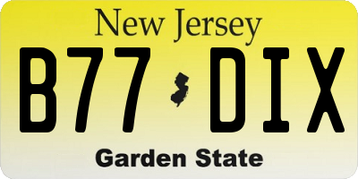 NJ license plate B77DIX