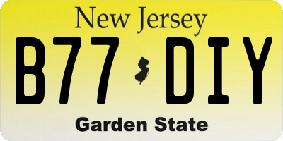 NJ license plate B77DIY