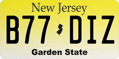 NJ license plate B77DIZ
