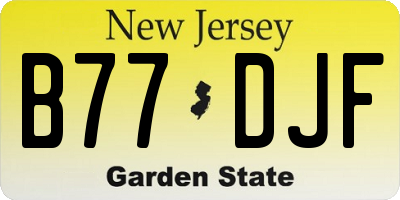NJ license plate B77DJF