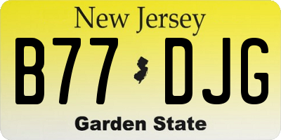 NJ license plate B77DJG