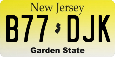 NJ license plate B77DJK
