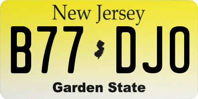 NJ license plate B77DJO