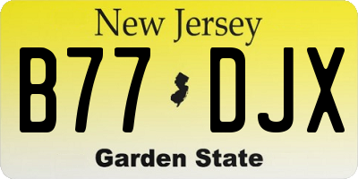 NJ license plate B77DJX