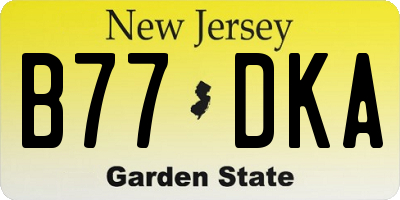 NJ license plate B77DKA