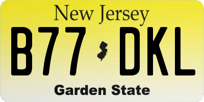 NJ license plate B77DKL