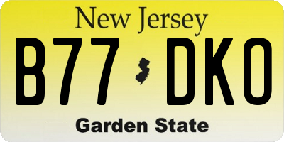 NJ license plate B77DKO