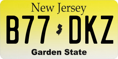 NJ license plate B77DKZ