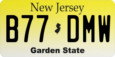 NJ license plate B77DMW