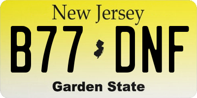 NJ license plate B77DNF