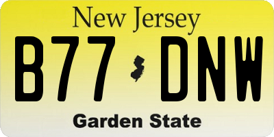 NJ license plate B77DNW