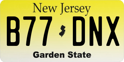 NJ license plate B77DNX