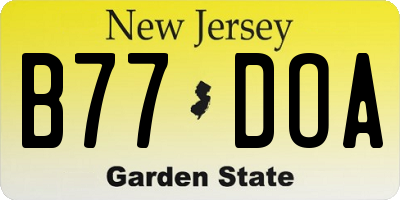 NJ license plate B77DOA