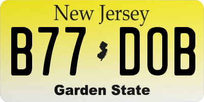 NJ license plate B77DOB