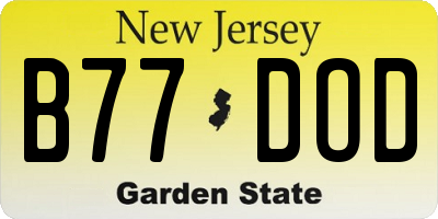 NJ license plate B77DOD