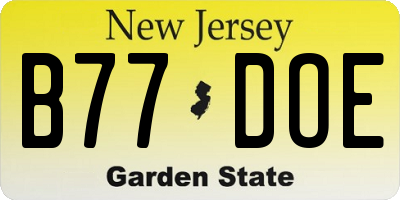 NJ license plate B77DOE