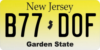 NJ license plate B77DOF