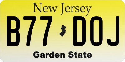 NJ license plate B77DOJ