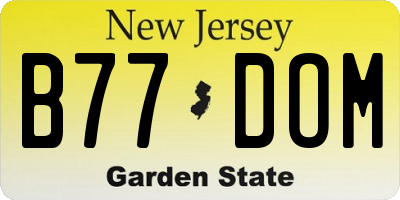 NJ license plate B77DOM