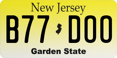 NJ license plate B77DOO