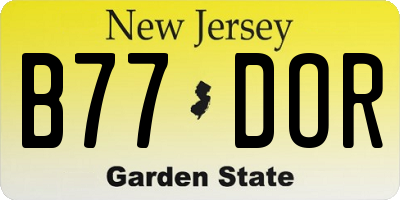 NJ license plate B77DOR