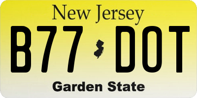 NJ license plate B77DOT