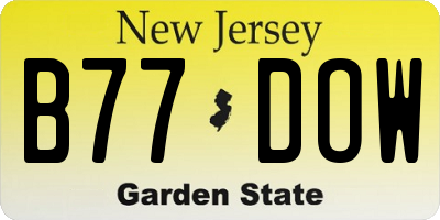 NJ license plate B77DOW