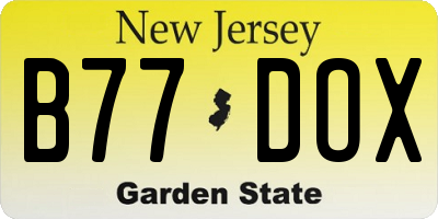 NJ license plate B77DOX